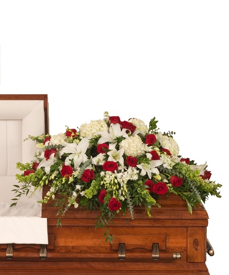 Red & White Casket Spray