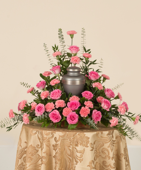 Pink Rose & Carnation Memorial  Urn Arrangement